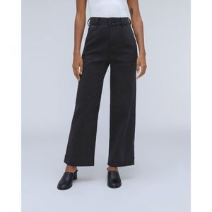 Everlane The Organic Cotton Wide Leg Pants Size 14 Black High Rise
